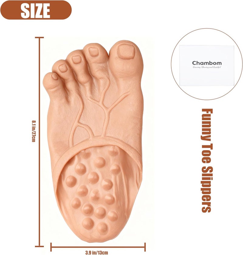 Chambom Funny Feet Slippers - Gag Gifts, Funny White Elephant Gifts Costumes Barefoot Slippers Novelty Plastic Costume Feet Toe Shoe Big Foot Realistic Costume Accessories - Image 5